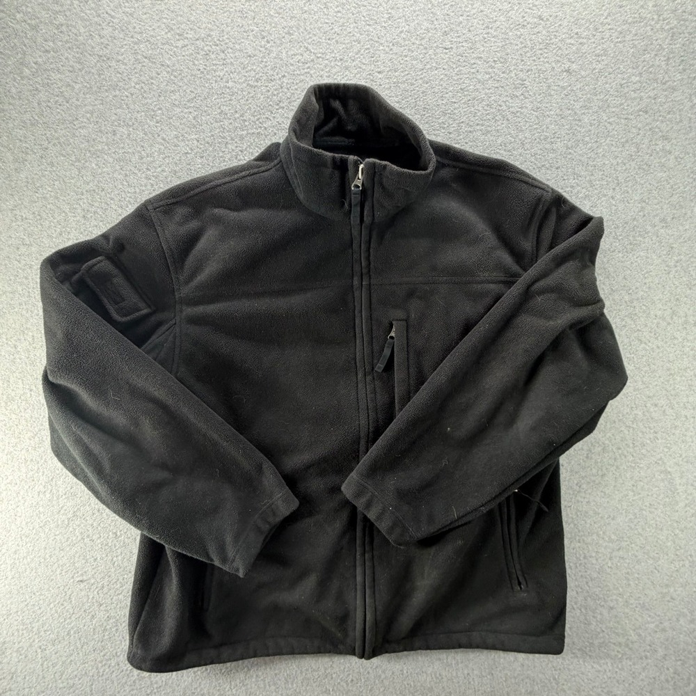 Duluth Trading Co Mens XL Black Full Zip Fleece Jacket Tactical Pocket Mock Neck - Picture 1 of 9